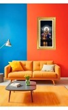 Mata Laxmi Digital Golden Color Photo Frame | Hindu Religious Wall Decor | 12x19 Inches - Inspirational Wall Art For Office, Home Decor - Ideal Spiritual Gift (F10388)
