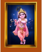 Golden Photo Frame - 10x14 Inches | Elegant Wooden Frame For Home, Office & Temple Decoration | Spiritual Wall & Table Decor and Gift Item
