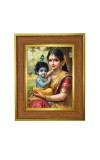 Yashoda And Bal Krishna Photo Frame 18x22 Inches-Brown Wooden Frame For Home, Office & Temple Decoration And Gifting (F6363)