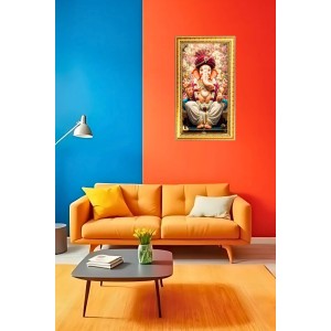 Lord Ganesh Digital Golden Color Photo Frame | Hindu Religious Wall Decor | 10x17 Inches - Inspirational Wall Art For Office, Home Decor - Ideal Spiritual Gift (F10381) Lord Ganesh Digital Golden Color Photo Frame | Hindu Religious Wall Decor | 10x17 Inches - Inspirational Wall Art For Office, Home Decor - Ideal Spiritual Gift (F10381)