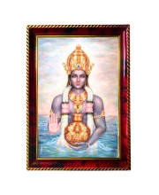 Lord Dhanvanthari Photo Frame For Wall & Table | 7x9 Inch Golden Cherry Finish | Decorative Lord Dhanvanthari Photo Frame For Home, Office & Pooja Room (F11301)