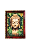 Calm Buddha Photo Frame For Wall & Table | 7x9 Inch Golden Cherry Finish | Decorative Calm Buddha Photo Frame For Home, Office & Pooja Room (F11488)
