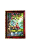 Lord Krishna And Radha Photo Frame For Wall & Table | 7x9 Inch Golden Cherry Finish | Decorative Lord Krishna And Radha Photo Frame For Home, Office & Pooja Room (F11361)