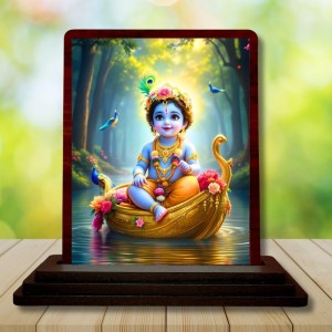 Car Desk/Table Top Lord Krishna Wooden Photo Stand 3x4 Inches, Compact & Stylish Spiritual Display For Car, Home & Office (Pack Of 1) (F14511) Car Desk/Table Top Lord Krishna Wooden Photo Stand 3x4 Inches, Compact & Stylish Spiritual Display For Car, Home & Office (Pack Of 1) (F14511)