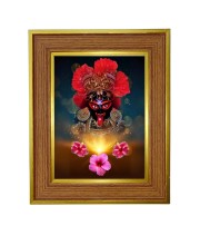 Goddess Maa Kaali Photo Frame 10x14 Inches-Brown Wooden Frame For Home, Office & Temple Decoration And Gifting (F6276)