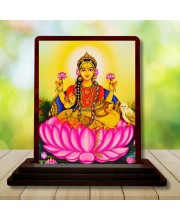 Car Desk/Table Top Maa Laxmi Wooden Photo Stand 3x4 Inches, Compact & Stylish Spiritual Display For Car, Home & Office (Pack Of 1) (F15174)
