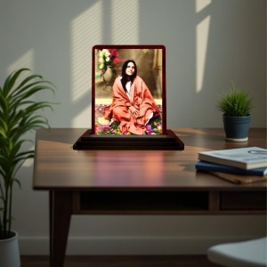 Car Desk/Table Top Anandamayi Wooden Photo Stand 3x4 Inches, Compact & Stylish Spiritual Display For Car, Home & Office (Pack Of 1) (F14476) Car Desk/Table Top Anandamayi Wooden Photo Stand 3x4 Inches, Compact & Stylish Spiritual Display For Car, Home & Office (Pack Of 1) (F14476)