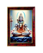 Lord Shiva Photo Frame For Wall & Table | 7x9 Inch Golden Cherry Finish | Decorative Lord Shiva Photo Frame For Home, Office & Pooja Room (F11806)