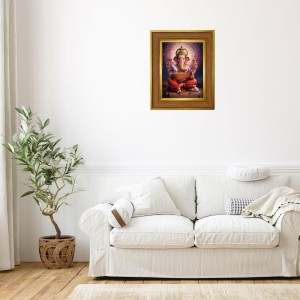 Lord Ganesha Photo Frame 10x14 Inches-Brown Wooden Frame For Home, Office & Temple Decoration And Gifting (F6275)