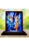 Car Desk/Table Top Gaura Nitai Wooden Photo Stand 3x4 Inches, Compact & Stylish Spiritual Display For Car, Home & Office (Pack Of 1) (F14510)