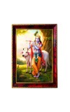 God Sri Krishna Photo Frame For Wall & Table | 7x9 Inch Golden Cherry Finish | Decorative God Sri Krishna Photo Frame For Home, Office & Pooja Room (F11669)