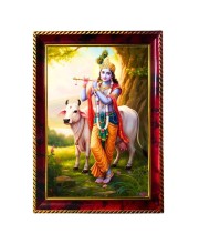 God Sri Krishna Photo Frame For Wall & Table | 7x9 Inch Golden Cherry Finish | Decorative God Sri Krishna Photo Frame For Home, Office & Pooja Room (F11669)
