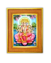 Panchmukhi Lakhsmi Photo Frame 10x14 Inches-Brown Wooden Frame For Home, Office & Temple Decoration And Gifting (F6470)