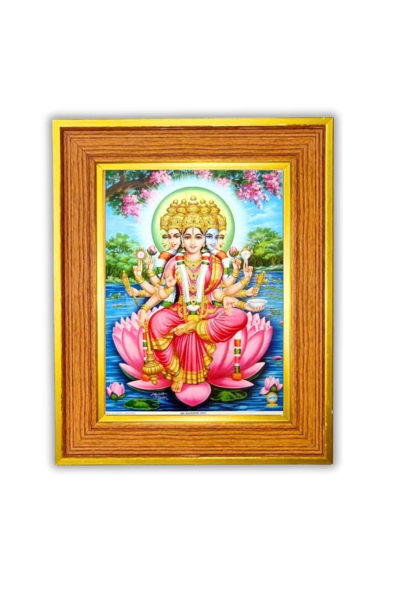 Panchmukhi Lakhsmi Photo Frame 12x16 Inches-Brown Wooden Frame For Home, Office & Temple Decoration And Gifting (F6470)