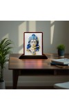 Car Desk/Table Top Lord Krishna Wooden Photo Stand 3x4 Inches, Compact & Stylish Spiritual Display For Car, Home & Office (Pack Of 1) (F15181)