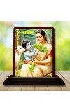 Car Desk/Table Top Yashodha Krishna Wooden Photo Stand 3x4 Inches, Compact & Stylish Spiritual Display For Car, Home & Office (Pack Of 1) (F14590)