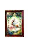 Radha Krishna Photo Frame For Wall & Table | 7x9 Inch Golden Cherry Finish | Decorative Radha Krishna Photo Frame For Home, Office & Pooja Room (F11452)