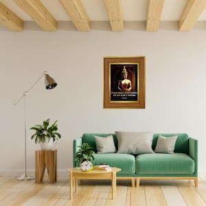 Lord Buddha Photo Frame 18x22 Inches-Brown Wooden Frame For Home, Office & Temple Decoration And Gifting (F6296)