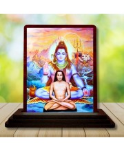 Car Desk/Table Top Mahavathar Babaji Wooden Photo Stand 3x4 Inches, Compact & Stylish Spiritual Display For Car, Home & Office (Pack Of 1) (F14319)