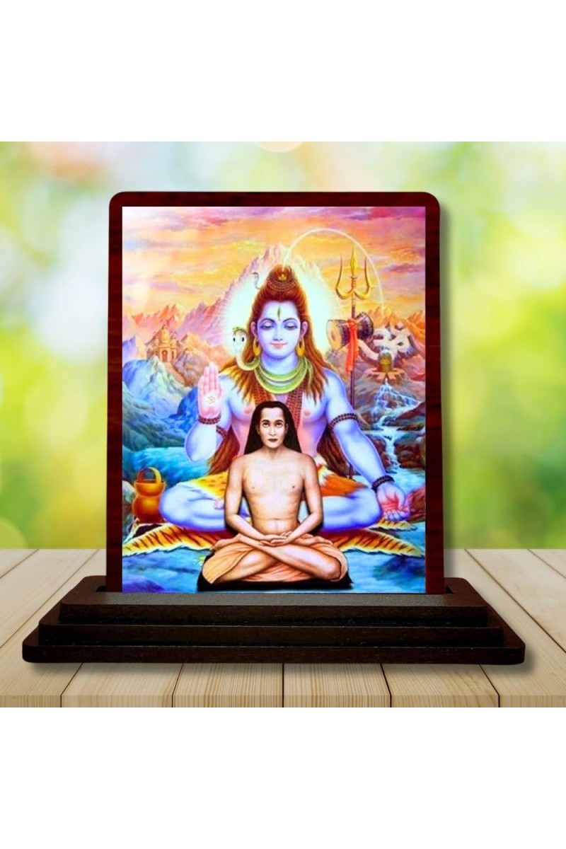 Car Desk/Table Top Mahavathar Babaji Wooden Photo Stand 3x4 Inches, Compact & Stylish Spiritual Display For Car, Home & Office (Pack Of 1) (F14319)