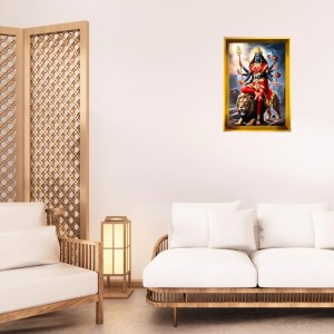 Devi Durga Golden Photo Frame - 14x18 Inches | Elegant Wooden Frame For Home, Office & Temple Decoration | Spiritual Wall & Table Decor And Gift Item (F9740) Devi Durga Golden Photo Frame - 14x18 Inches | Elegant Wooden Frame For Home, Office & Temple Decoration | Spiritual Wall & Table Decor And Gift Item (F9740)