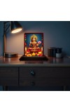 Car Desk/Table Top Maha Lakshmi Wooden Photo Stand 3x4 Inches, Compact & Stylish Spiritual Display For Car, Home & Office (Pack Of 1) (F14161)