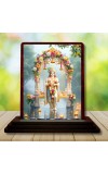 Car Desk/Table Top Lord Krishna Wooden Photo Stand 3x4 Inches, Compact & Stylish Spiritual Display For Car, Home & Office (Pack Of 1) (F14370)