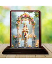 Car Desk/Table Top Lord Krishna Wooden Photo Stand 3x4 Inches, Compact & Stylish Spiritual Display For Car, Home & Office (Pack Of 1) (F14370)