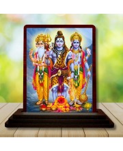 Car Desk/Table Top Lord Shankar Wooden Photo Stand â€“ 3x4 Inches, Compact & Stylish Spiritual Display For Car, Home & Office (Pack Of 1) (F15062)
