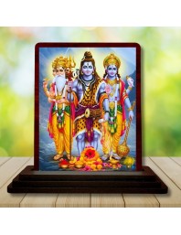 Car Desk/Table Top Lord Shankar Wooden Photo Stand 3x4 Inches, Compact & Stylish Spiritual Display For Car, Home & Office (Pack Of 1) (F15062)