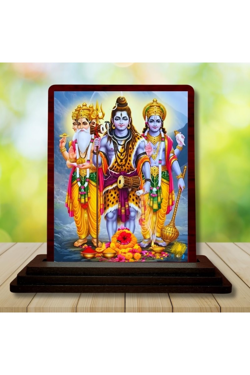 Car Desk/Table Top Lord Shankar Wooden Photo Stand â€“ 3x4 Inches, Compact & Stylish Spiritual Display For Car, Home & Office (Pack Of 1) (F15062)