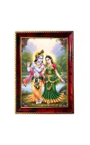 Lord Krishna And Radha Photo Frame For Wall & Table | 7x9 Inch Golden Cherry Finish | Decorative Lord Krishna And Radha Photo Frame For Home, Office & Pooja Room (F11791)