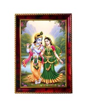 Lord Krishna And Radha Photo Frame For Wall & Table | 7x9 Inch Golden Cherry Finish | Decorative Lord Krishna And Radha Photo Frame For Home, Office & Pooja Room (F11791)