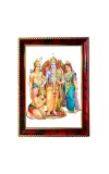 Rama Sita Laxman In Ram Darbar Photo Frame For Wall & Table | 7x9 Inch Golden Cherry Finish | Decorative Rama Sita Laxman In Ram Darbar Photo Frame For Home, Office & Pooja Room (F11433)