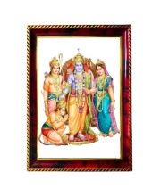 Rama Sita Laxman In Ram Darbar Photo Frame For Wall & Table | 7x9 Inch Golden Cherry Finish | Decorative Rama Sita Laxman In Ram Darbar Photo Frame For Home, Office & Pooja Room (F11433)