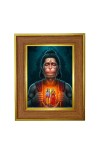Lord Hanuman Photo Frame 16x20 Inches-Brown Wooden Frame For Home, Office & Temple Decoration And Gifting (F6232)