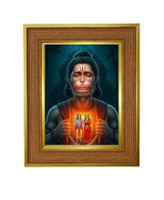 Lord Hanuman Photo Frame 16x20 Inches-Brown Wooden Frame For Home, Office & Temple Decoration And Gifting (F6232)