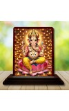 Car Desk/Table Top Lord Ganesha Wooden Photo Stand 3x4 Inches, Compact & Stylish Spiritual Display For Car, Home & Office (Pack Of 1) (F14263)