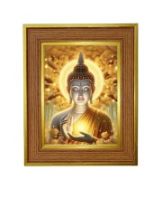 Lord Buddha Photo Frame 10x14 Inches-Brown Wooden Frame For Home, Office & Temple Decoration And Gifting (F6248)
