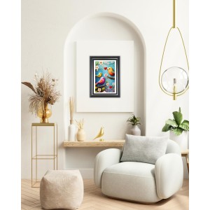 Colorful Birds On A Branch Photo Wall & Table Frame | 10x14 Inch Black Designer | Perfect For Gifting & Home Decor (F9655)