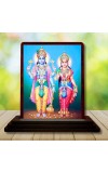 Car Desk/Table Top Lord Vishnu Lakshmi Wooden Photo Stand 3x4 Inches, Compact & Stylish Spiritual Display For Car, Home & Office (Pack Of 1) (F14559)