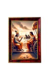 Krishna Arjuna Photo Frame For Wall & Table | 7x9 Inch Golden Cherry Finish | Decorative Krishna Arjuna Photo Frame For Home, Office & Pooja Room (F11463)