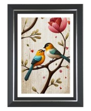 Two Colorful Birds Photo Wall & Table Frame | 10x14 Inch Black Designer | Perfect For Gifting & Home Decor (F9593)
