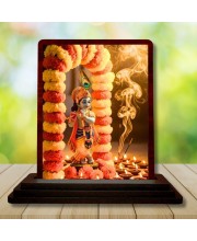 Car Desk/Table Top Lord Krishna Wooden Photo Stand 3x4 Inches, Compact & Stylish Spiritual Display For Car, Home & Office (Pack Of 1) (F14399)