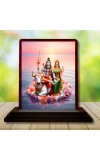 Car Desk/Table Top Lord Shiva And Parvathi Wooden Photo Stand 3x4 Inches, Compact & Stylish Spiritual Display For Car, Home & Office (Pack Of 1) (F14329)