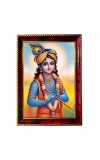 Lord Krishna Photo Frame For Wall & Table | 7x9 Inch Golden Cherry Finish | Decorative Lord Krishna Photo Frame For Home, Office & Pooja Room (F11513)