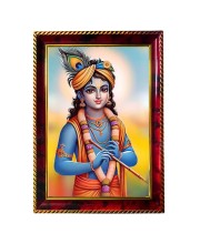 Lord Krishna Photo Frame For Wall & Table | 7x9 Inch Golden Cherry Finish | Decorative Lord Krishna Photo Frame For Home, Office & Pooja Room (F11513)