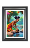 African Women In A River Photo Wall & Table Frame | 14x18 Inch Black Designer | Perfect For Gifting & Home Decor (F9610)