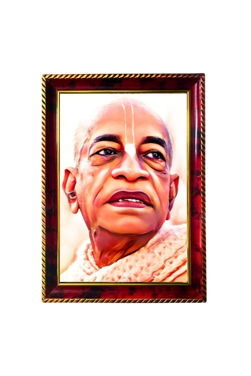 Swami Srila Prabhupada Ji Photo Frame For Wall & Table | 7x9 Inch Golden Cherry Finish | Decorative Swami Srila Prabhupada Ji Photo Frame For Home, Office & Pooja Room (F11526)