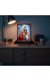 Car Desk/Table Top Lord Shiva And Parvathi Wooden Photo Stand 3x4 Inches, Compact & Stylish Spiritual Display For Car, Home & Office (Pack Of 1) (F14327)